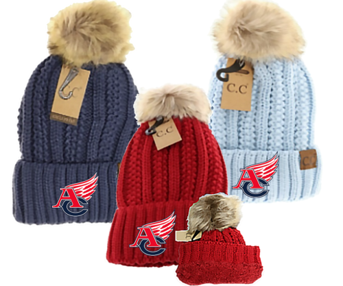 CC Beanie Fuzzy Lined Fur Pom